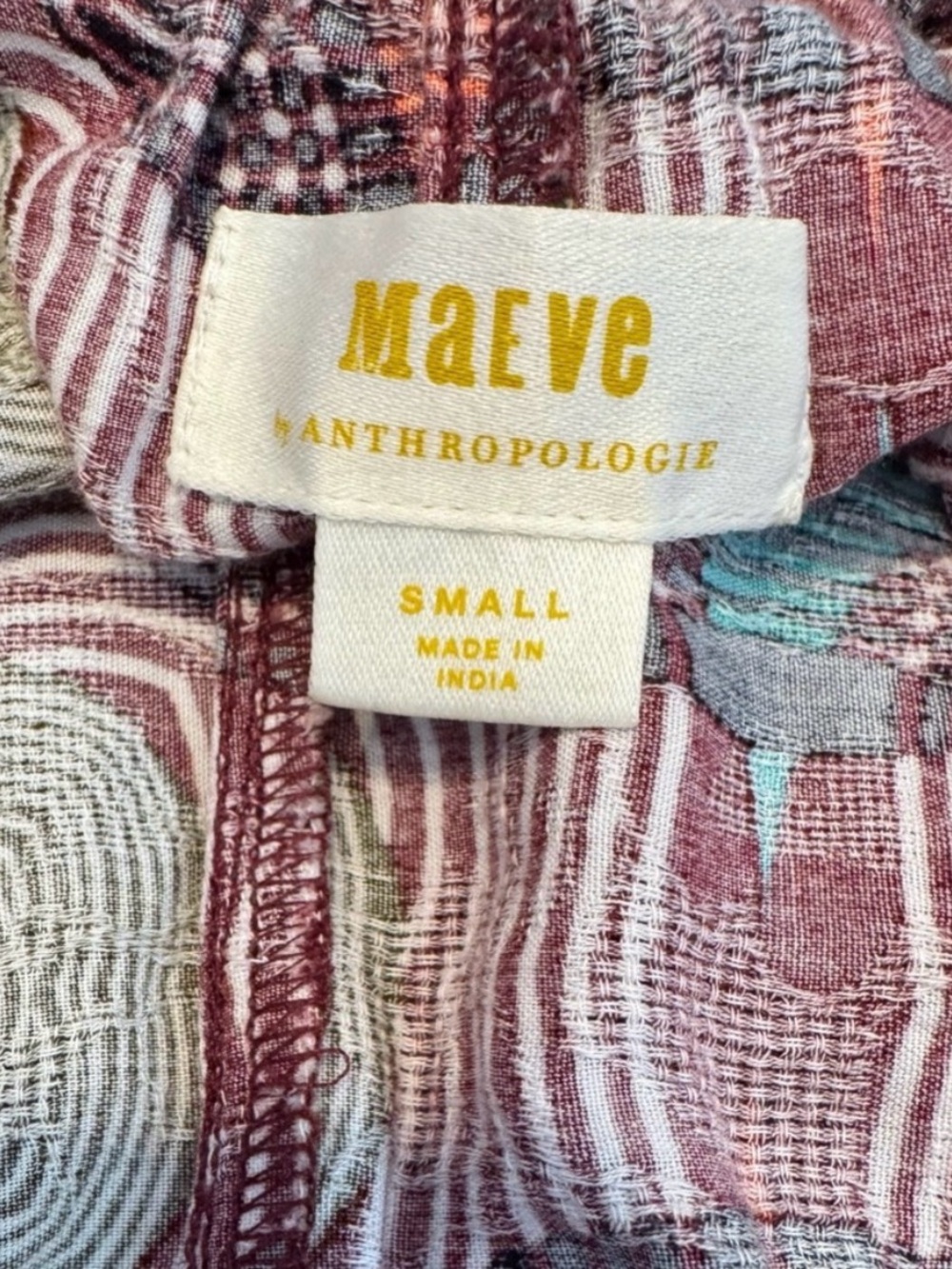 Maeve Printed Pull On Wide Leg Stretchy High Rise Boho Geometric Print Pants S - Picture 5 of 11